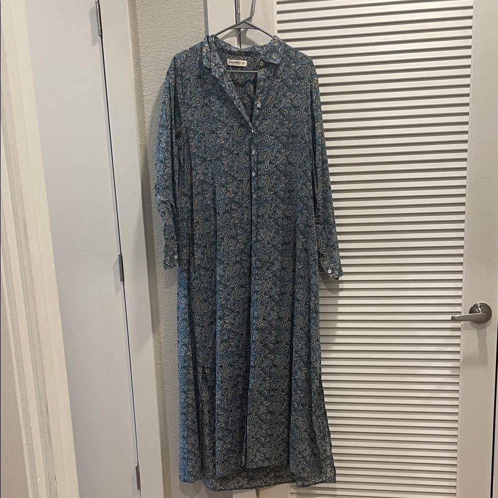 NATURAL LIFE Blue Paisley Long Sleeve Dress